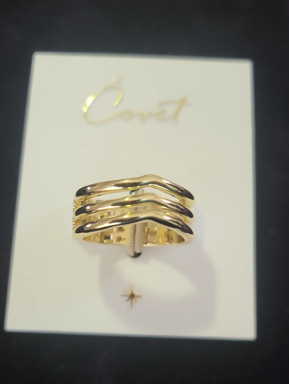 Cove Polished Gold Triple Chevron Ring